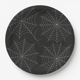 Plato De Papel Fiesta de Halloween espeluznante Telaraña negra gr