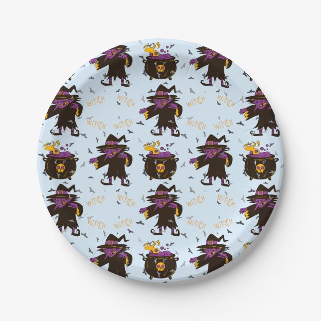 Plato De Papel Fiesta de Halloween, espeluznante y aterradora (Anverso)