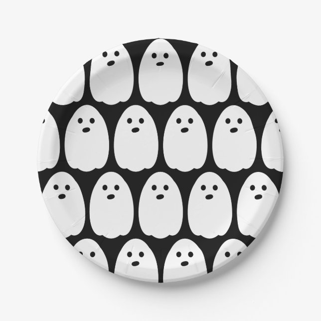 Plato De Papel Fiesta de Halloween fantasma (Anverso)