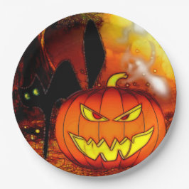 Plato De Papel Fiesta de Halloween Noches Luminosas