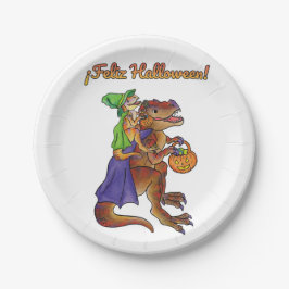 Plato De Papel Fiesta de Halloween Papel dinosaurio plancha españ