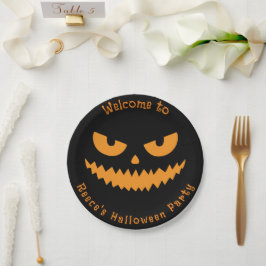 Plato De Papel Fiesta de Halloween para los niños con calabaza de