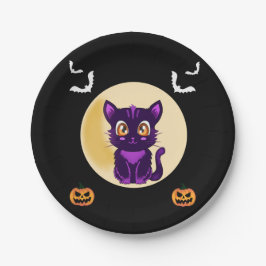 Plato De Papel Fiesta de halloween para los niños del gato Person