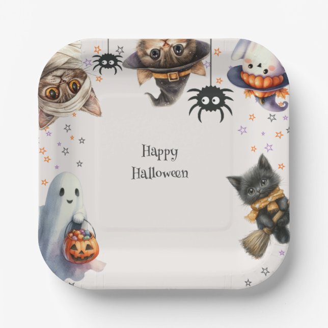 Plato De Papel fiesta de Halloween para niños (Anverso)