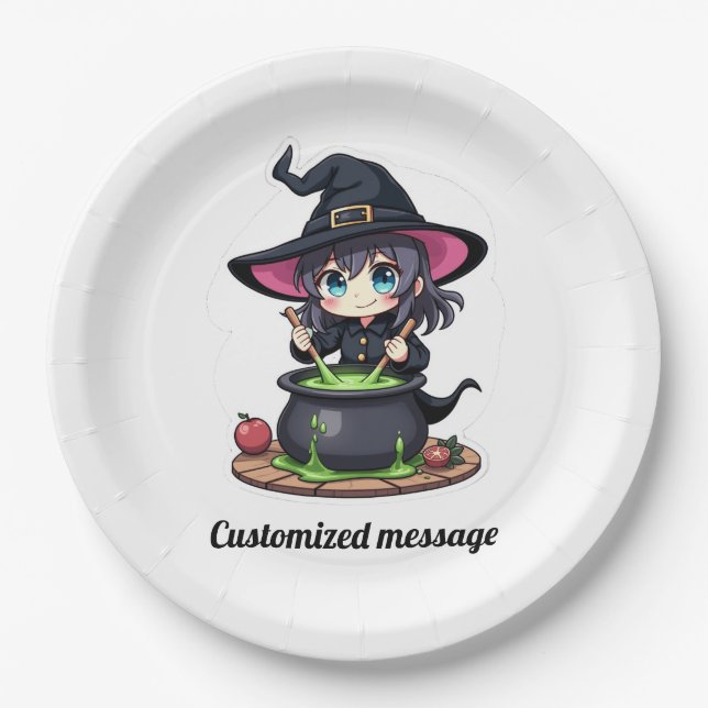 Plato De Papel Fiesta de Halloween para Niños personalizados (Anverso)