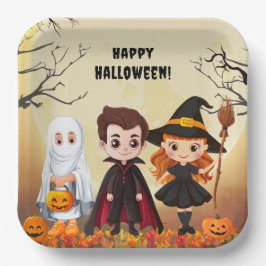 Plato De Papel Fiesta de Halloween Spooktacular para niños