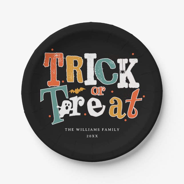 Plato De Papel Fiesta de Halloween Trick O Trek (Anverso)