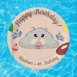 Plato De Papel Fiesta de Hamster Bday Pool