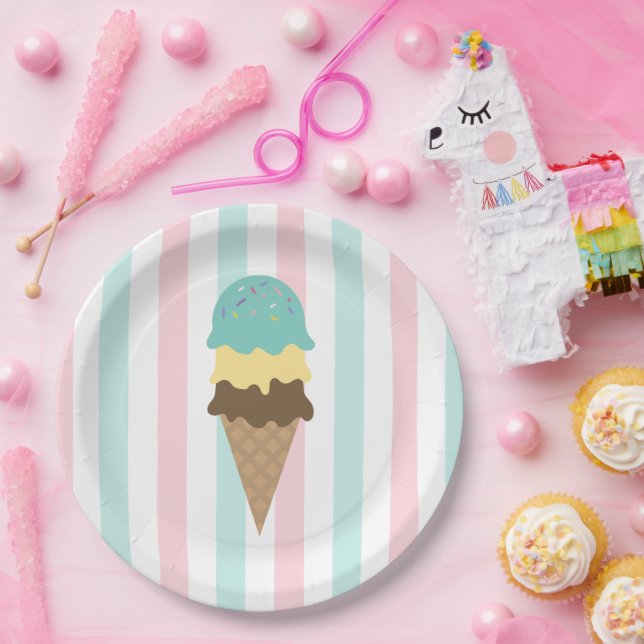 Plato De Papel Fiesta de Helados Sweet Scoops (Fiesta)