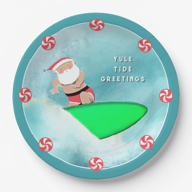 Plato De Papel Fiesta de Holiday Beach para navidades (Anverso)