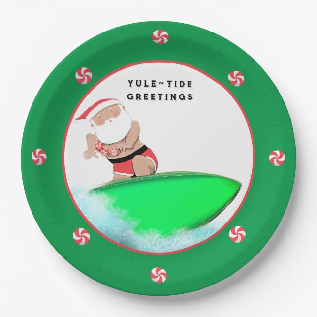 Plato De Papel Fiesta de Holiday Beach para navidades (Anverso)