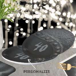 Plato De Papel Fiesta de hombre de estilo industrial metalizado n