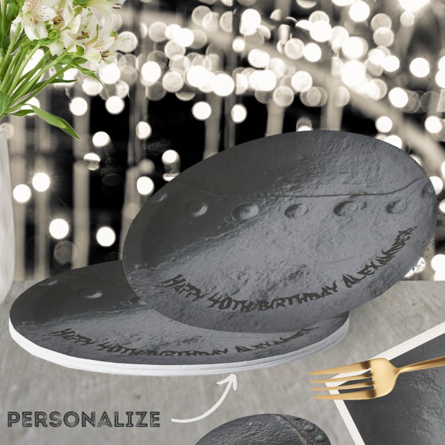 Plato De Papel Fiesta de hombre de estilo loft metalizado negro (Subido por el creador)