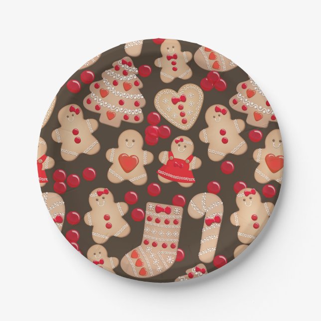 Plato De Papel Fiesta de intercambio de cookies navideñas Gingerb (Anverso)