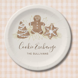 Plato De Papel Fiesta de Intercambio de Galletas Navideñas