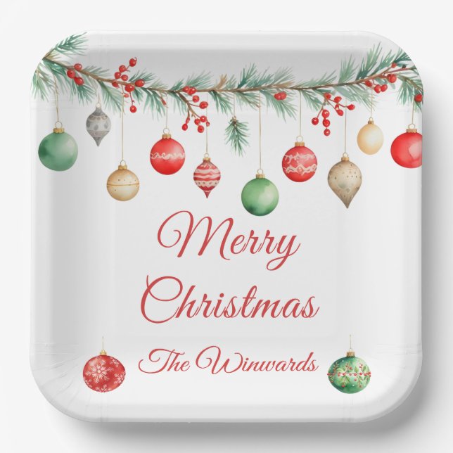 Plato De Papel Fiesta de intercambio de ornamentos de Navidad Gar (Anverso)