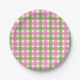 Plato De Papel Fiesta de Jardín de Verano de Cuadro de Gingham Ro