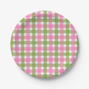 Plato De Papel Fiesta de Jardín de Verano de Cuadro de Gingham Ro