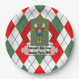 Plato De Papel Fiesta de Jersey Feo de Navidad Personalizado