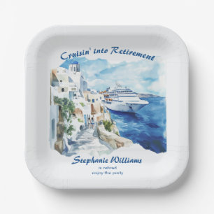 Plato De Papel Fiesta de Jubilación Cruce Destino Grecia
