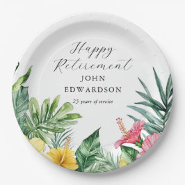 Plato De Papel Fiesta de Jubilación de Flores Tropicales de Acuar