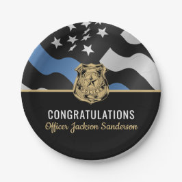 Plato De Papel Fiesta de Jubilación de la Policía Felicitaciones 