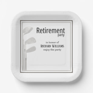 Plato De Papel Fiesta de Jubilación Golf Moderno Corporativo Blan