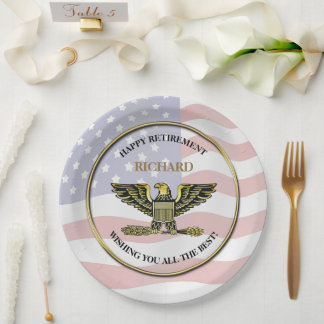 Plato De Papel Fiesta de Jubilación Militar Personalizada