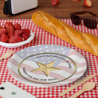 Plato De Papel Fiesta de Jubilación Militar Personalizada