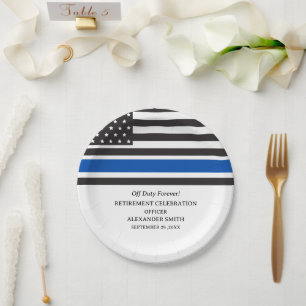 Plato De Papel Fiesta de Jubilación Personalizada de la Policía