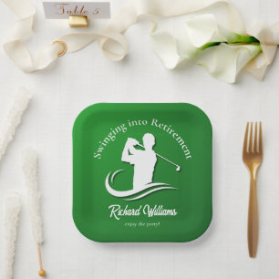 Plato De Papel Fiesta de Jugador de Golf Moderno jubilado