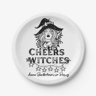 Plato De Papel Fiesta de la Bachelorette de Halloween de Black Wi