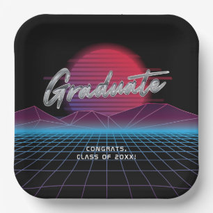 Plato De Papel Fiesta de la banda de onda nueva Synthwave de Guay