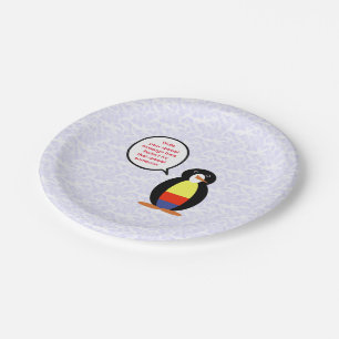 Plato De Papel Fiesta de la Bandera Colombiana Sra. Pingüino Habl