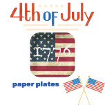 Plato De Papel FIESTA de la bandera de los Estados Unidos 1776<br><div class="desc">Bandera Americana 1776 Julio 4 Placas de papel Fiesta. Celebrar el Día de la Independencia con esta patriótica bandera de Estados Unidos con el año 1776 en blanca y antigua tipografía inglesa. Rojo, Azul marino, y diseño de franjas y estrellas blancas. Pida la suya hoy con las servilletas que hacen...</div>