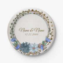 Fiesta de la boda Nombre del regalo Floral Azul Vi