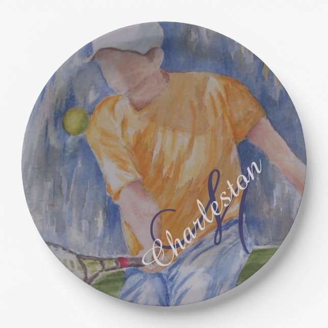 Plato De Papel Fiesta de la celebración de cumpleaños de tenis (Anverso)