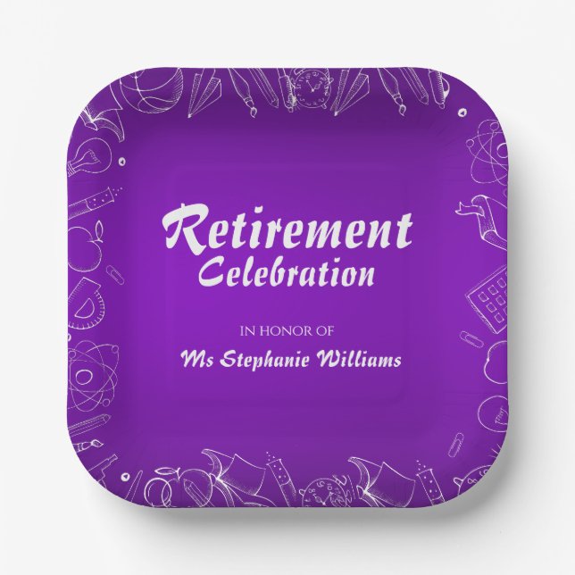 Plato De Papel Fiesta de la Celebración de los Maestros Retirados (Anverso)