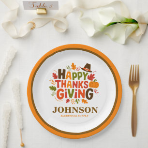 Plato De Papel Fiesta de la Oficina de Acción de Gracias
