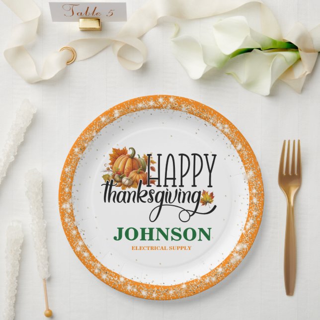 Plato De Papel Fiesta de la Oficina de Acción de Gracias Feliz (Boda)