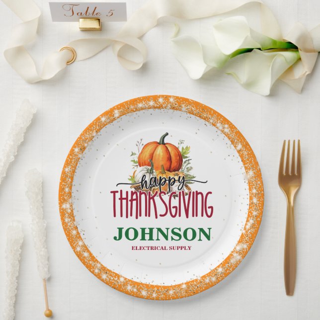 Plato De Papel Fiesta de la Oficina de Acción de Gracias Feliz (Boda)