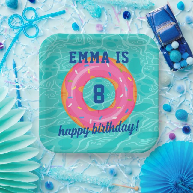 Plato De Papel Fiesta de la piscina de metro interior de donut ro (Fiesta)