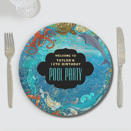 Plato De Papel Fiesta de la piscina Guay Under Sea