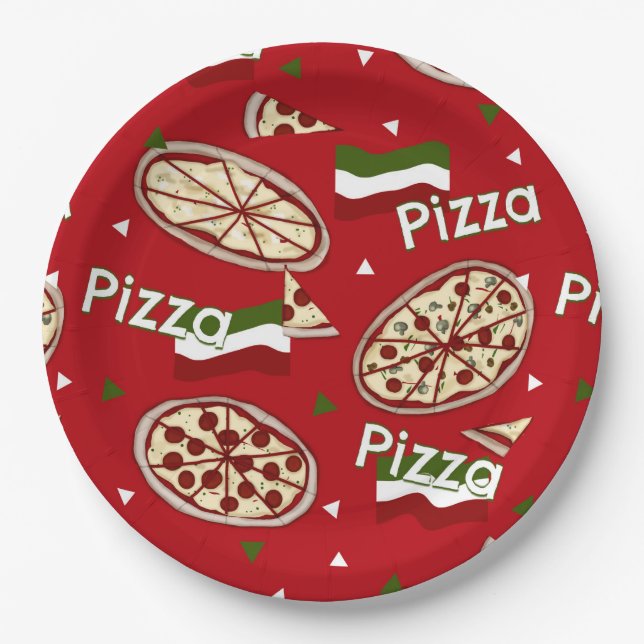 Plato De Papel ¿Fiesta de la pizza? PLACAS DE PAPEL (Anverso)