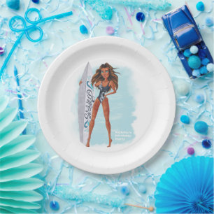Plato De Papel Fiesta de la playa de surf de verano