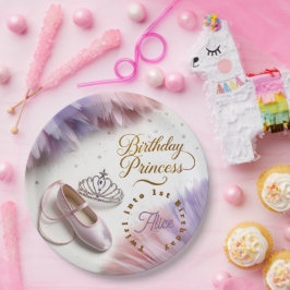 Plato De Papel Fiesta de la Princesa Ballerina - ¡Twirl to Magic!
