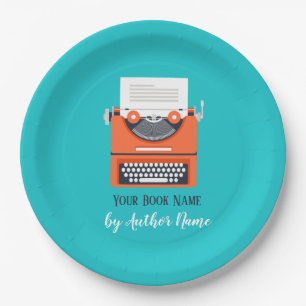 Plato De Papel Fiesta de lanzamiento de libros Typewriter
