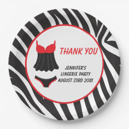 Plato De Papel Fiesta de Lencería Roja Gracias
