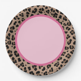 Plato De Papel Fiesta de Leopardo y Rosa