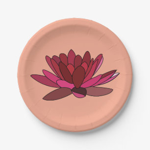 Plato De Papel Fiesta de Lily Red Pink Water